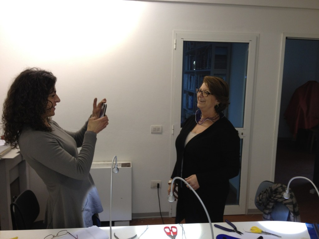 Giovanna is proud of her first necklace